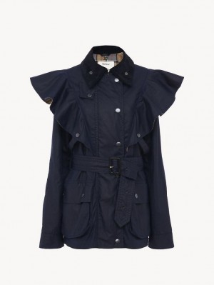 Chloe Barbour For "Dustyn" Ruffled Jassen Donkerblauw | CHE-SR13788