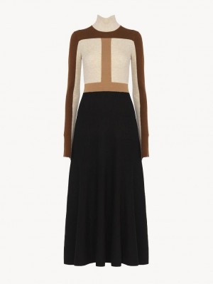 Chloe Flared Maxi Gebreide Kleding Gekleurd Bruin | CHE-SR13946