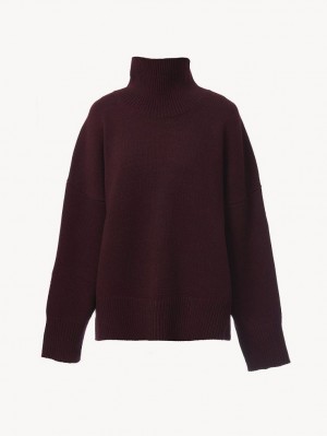 Chloe Generous High-neck Gebreide Kleding Paars | CHE-SR13926
