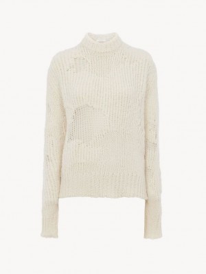 Chloe Generous Mock-neck Gebreide Kleding Wit | CHE-SR13953