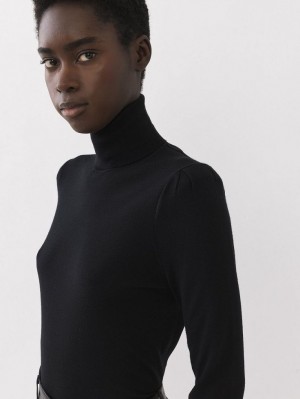 Chloe High-neck Gebreide Kleding Zwart | CHE-SR13925