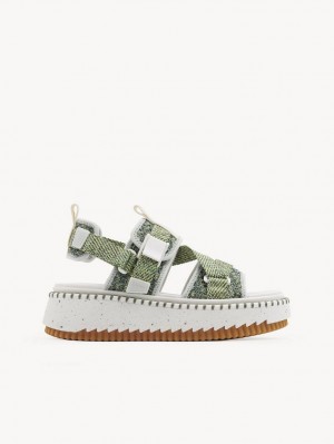 Chloe Lilli Platte Sandalen Groen | CHE-SR14176