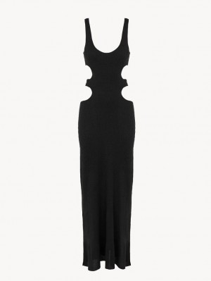 Chloe Long Tank Gebreide Kleding Zwart | CHE-SR13936