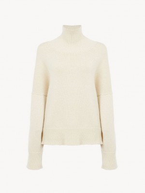 Chloe Oversized High-neck Gebreide Kleding Wit | CHE-SR13927