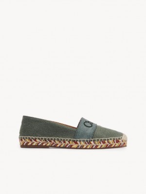 Chloe Piia Platte Espadrilles Groen | CHE-SR14143