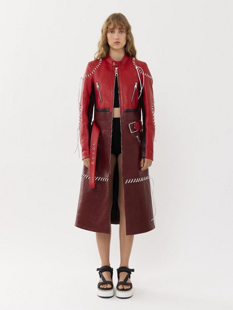 Chloe Biker Coat Leather Paars Rood | CHE-SR14105