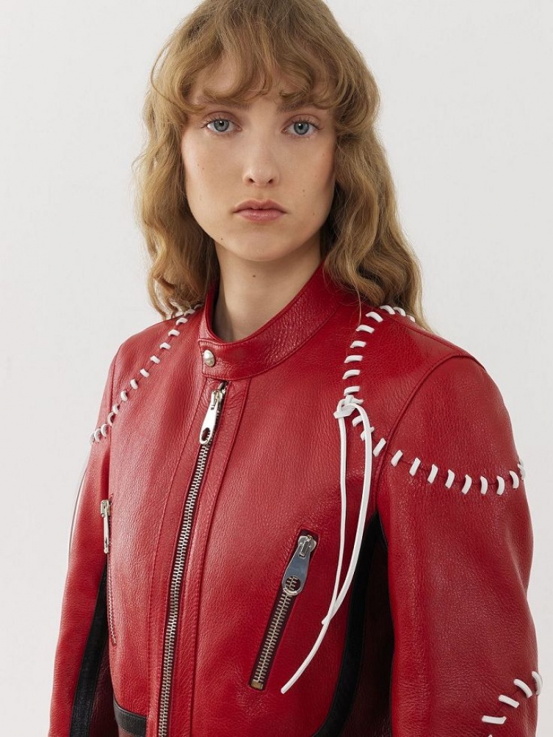 Chloe Biker Coat Leather Paars Rood | CHE-SR14105