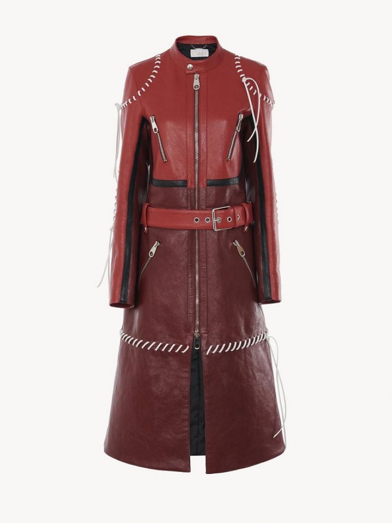 Chloe Biker Coat Leather Paars Rood | CHE-SR14105
