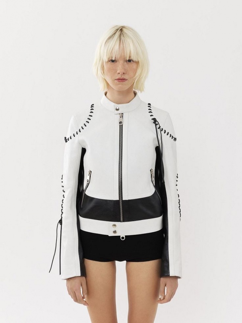 Chloe Biker Jacket Leather Zwart Wit | CHE-SR14106