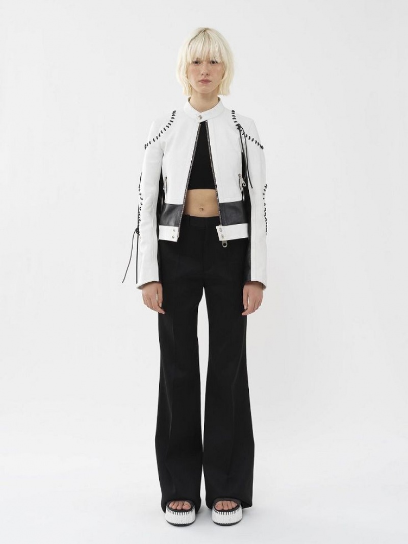 Chloe Biker Jacket Leather Zwart Wit | CHE-SR14106