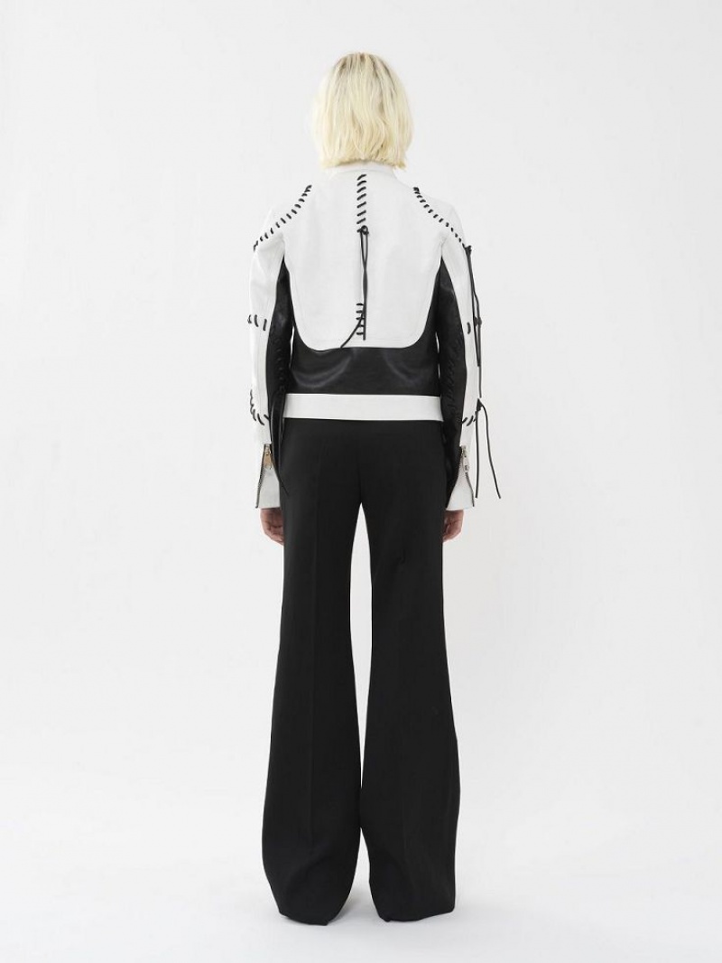 Chloe Biker Jacket Leather Zwart Wit | CHE-SR14106
