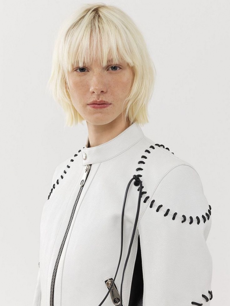 Chloe Biker Jacket Leather Zwart Wit | CHE-SR14106