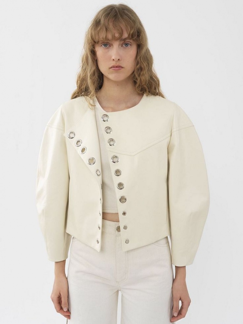 Chloe Boxy Jacket Leather Wit | CHE-SR14104
