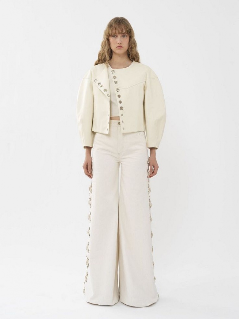 Chloe Boxy Jacket Leather Wit | CHE-SR14104