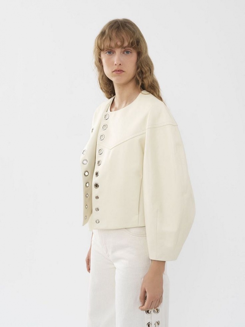 Chloe Boxy Jacket Leather Wit | CHE-SR14104