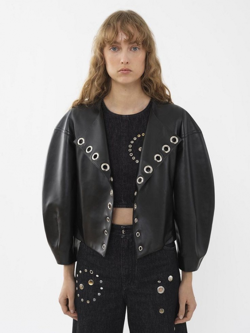 Chloe Boxy Jacket Leather Zwart | CHE-SR14103