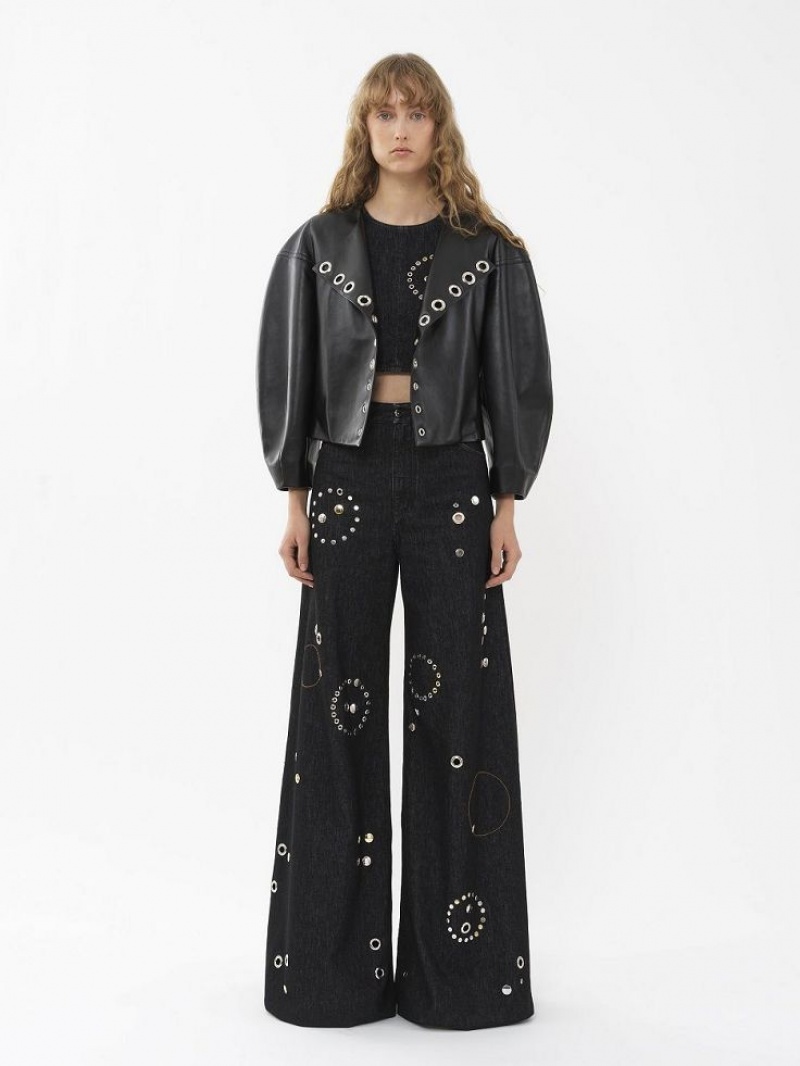 Chloe Boxy Jacket Leather Zwart | CHE-SR14103