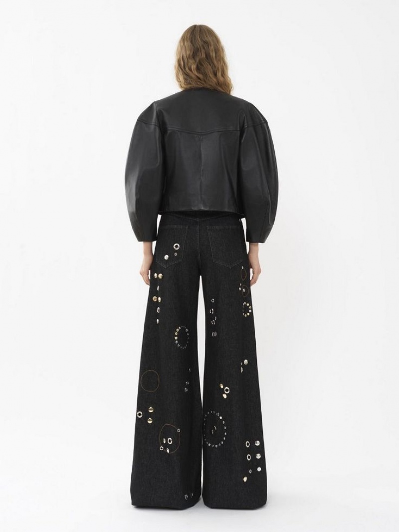 Chloe Boxy Jacket Leather Zwart | CHE-SR14103