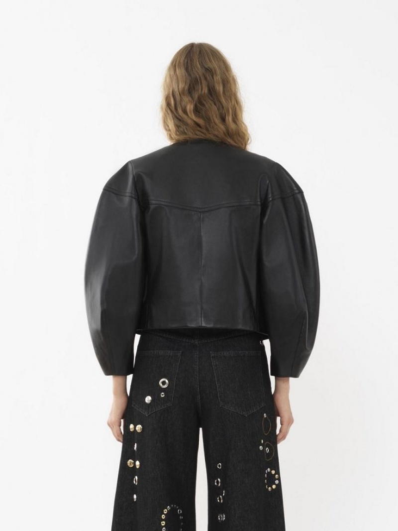 Chloe Boxy Jacket Leather Zwart | CHE-SR14103