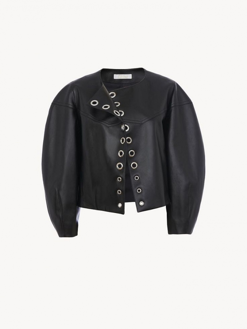 Chloe Boxy Jacket Leather Zwart | CHE-SR14103