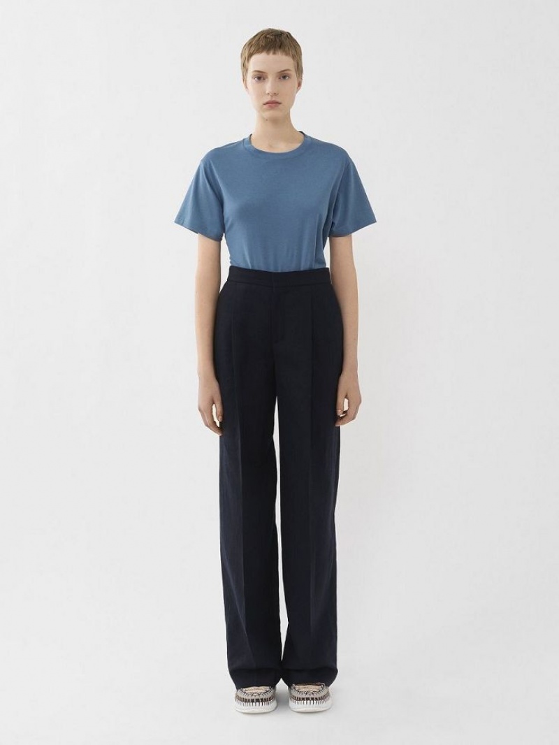 Chloe Brede-leg Broek Blauw | CHE-SR14002