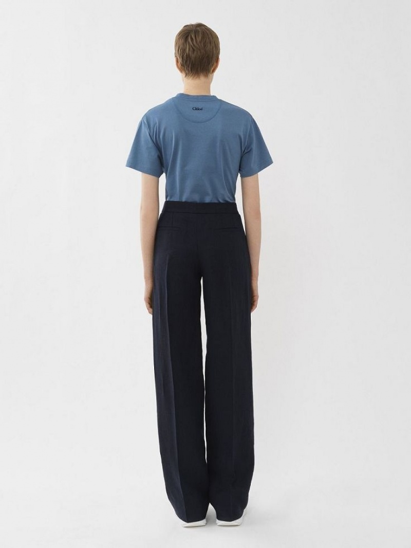 Chloe Brede-leg Broek Blauw | CHE-SR14002