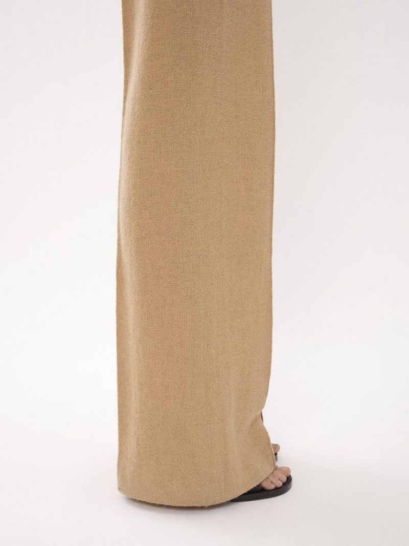 Chloe Brede-leg Broek Bruin | CHE-SR14026