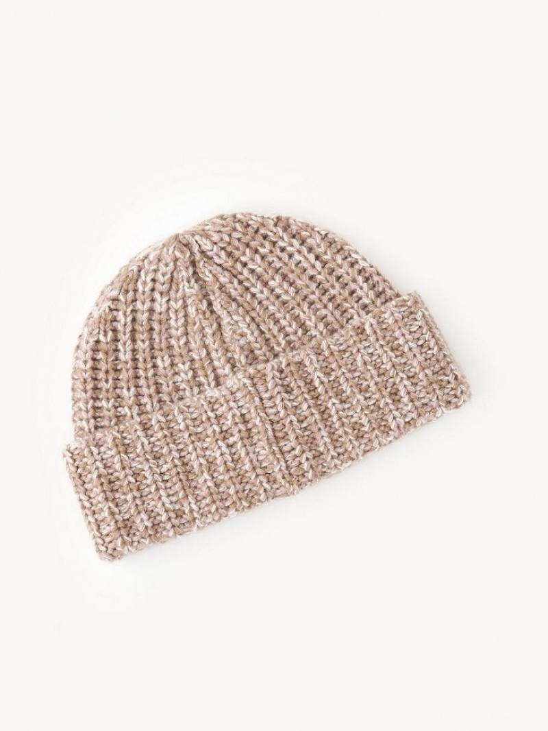 Chloe Chunky Gebreid Beanie Hoeden Beige Roze | CHE-SR14474