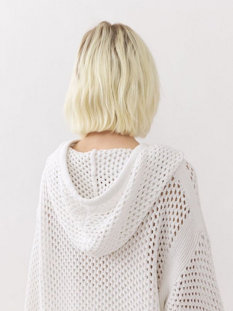 Chloe Crochet Hoodie Gebreide Kleding Wit | CHE-SR13935