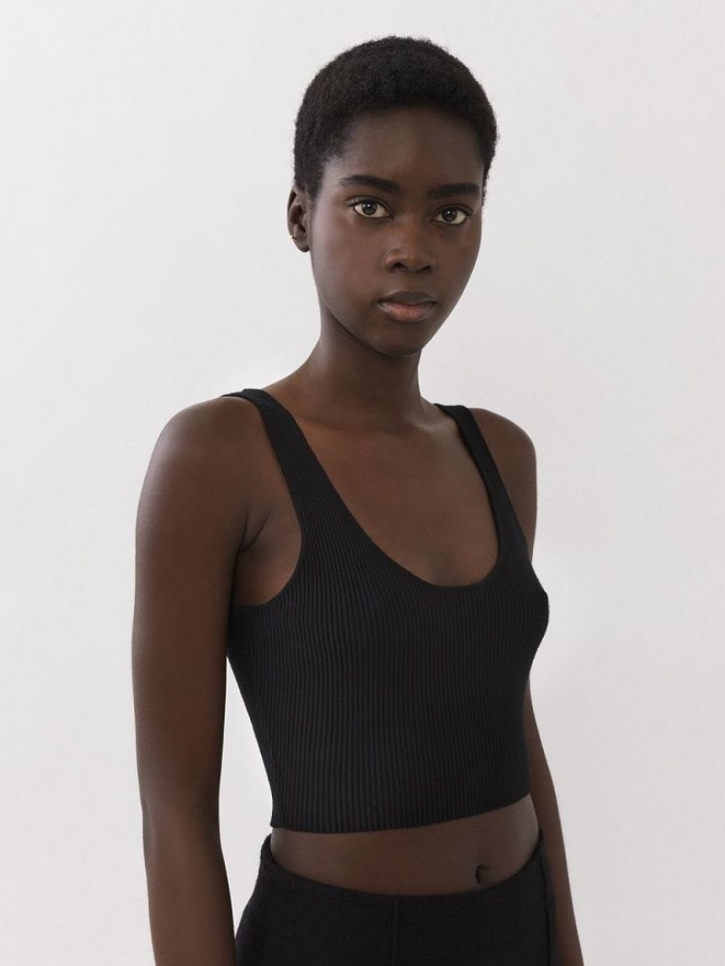 Chloe Cropped Tank Topjes Zwart | CHE-SR13871