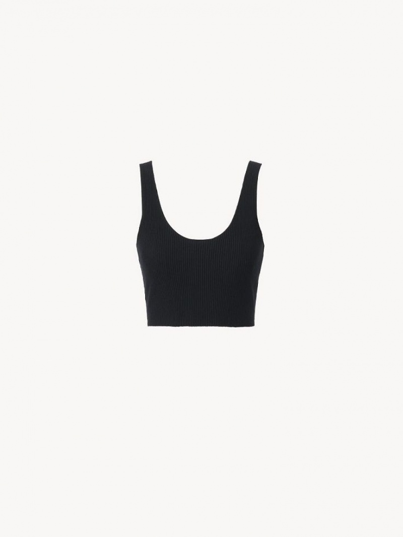 Chloe Cropped Tank Topjes Zwart | CHE-SR13871