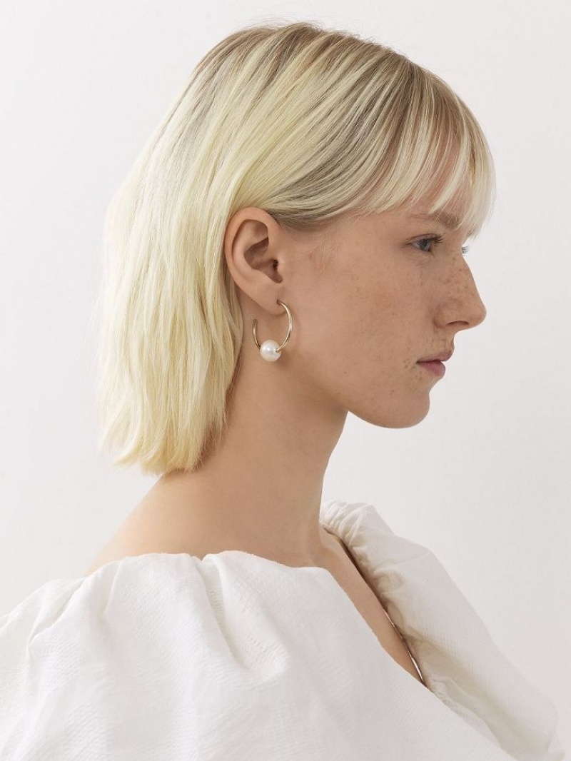 Chloe Darcey Hoop Oorbellen Goud Wit | CHE-SR14441