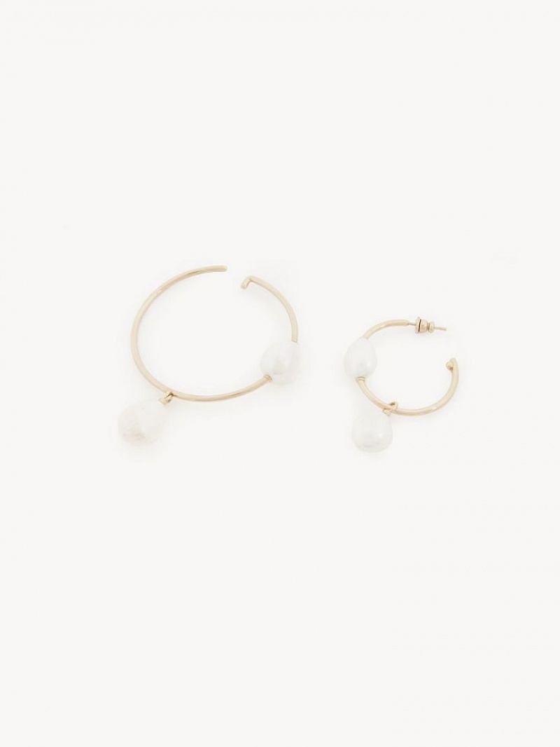 Chloe Darcey Hoop Oorbellen Goud Wit | CHE-SR14442