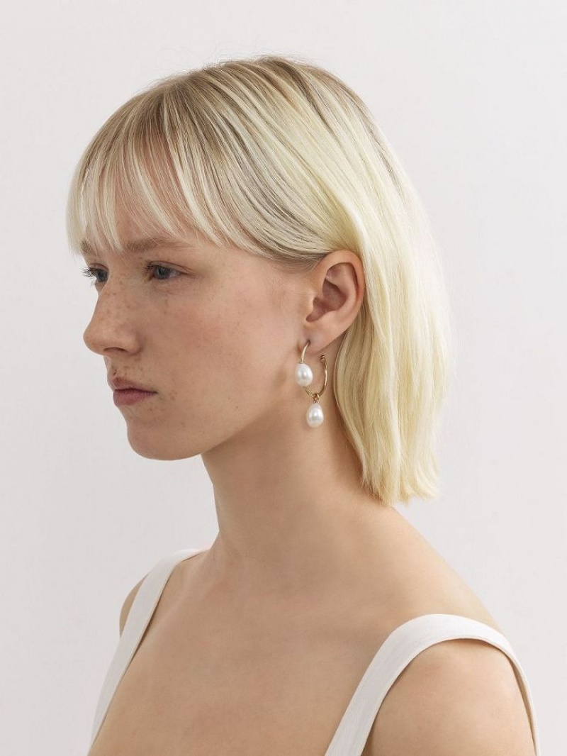 Chloe Darcey Hoop Oorbellen Goud Wit | CHE-SR14442