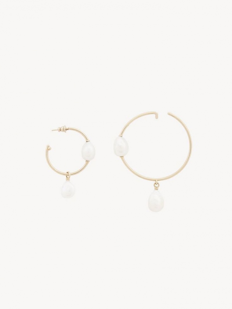 Chloe Darcey Hoop Oorbellen Goud Wit | CHE-SR14442