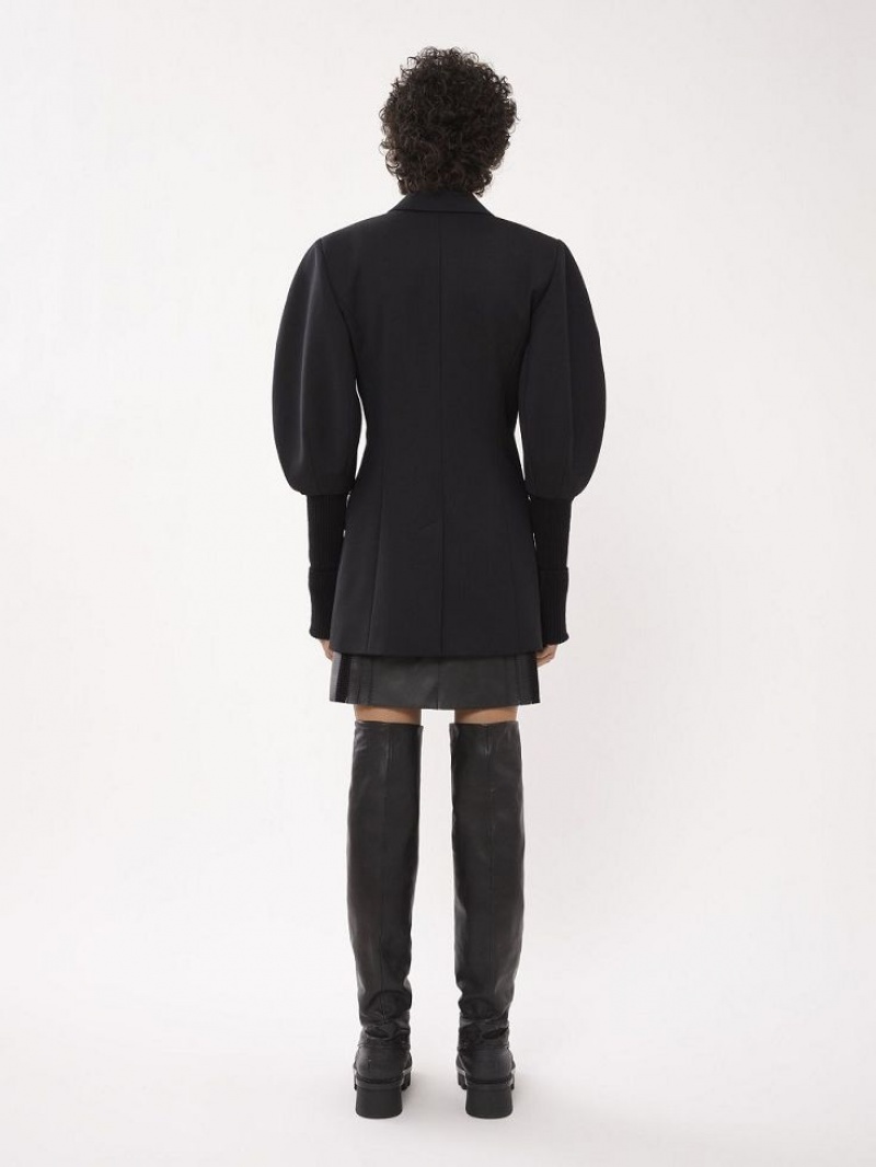 Chloe Double-breasted Tailored Jassen Zwart | CHE-SR13773