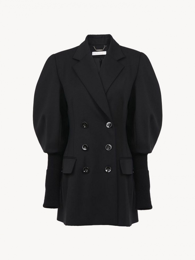 Chloe Double-breasted Tailored Jassen Zwart | CHE-SR13773