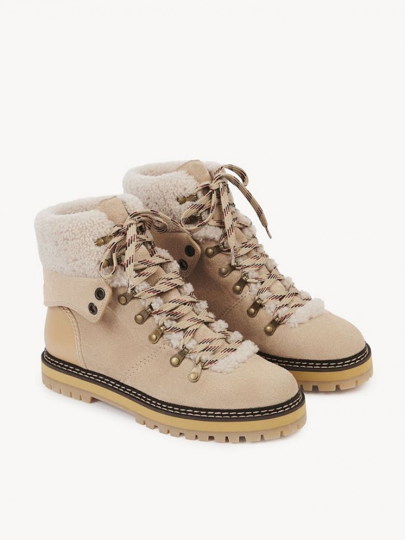 Chloe Eileen Enkellaarzen Beige | CHE-SR14862