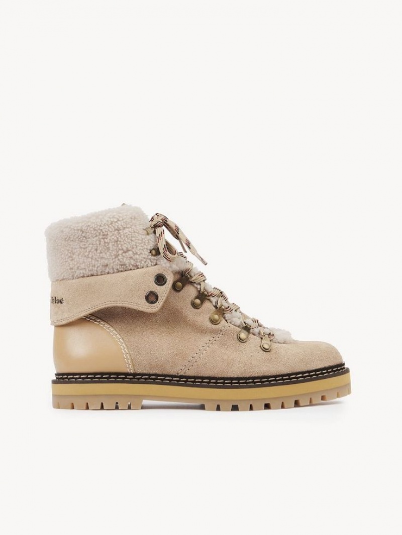 Chloe Eileen Enkellaarzen Beige | CHE-SR14862