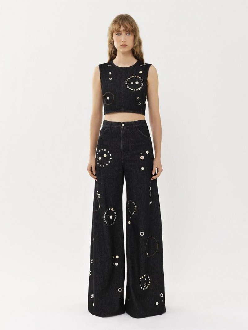 Chloe Embellished Rave Jeans Zwart | CHE-SR13984