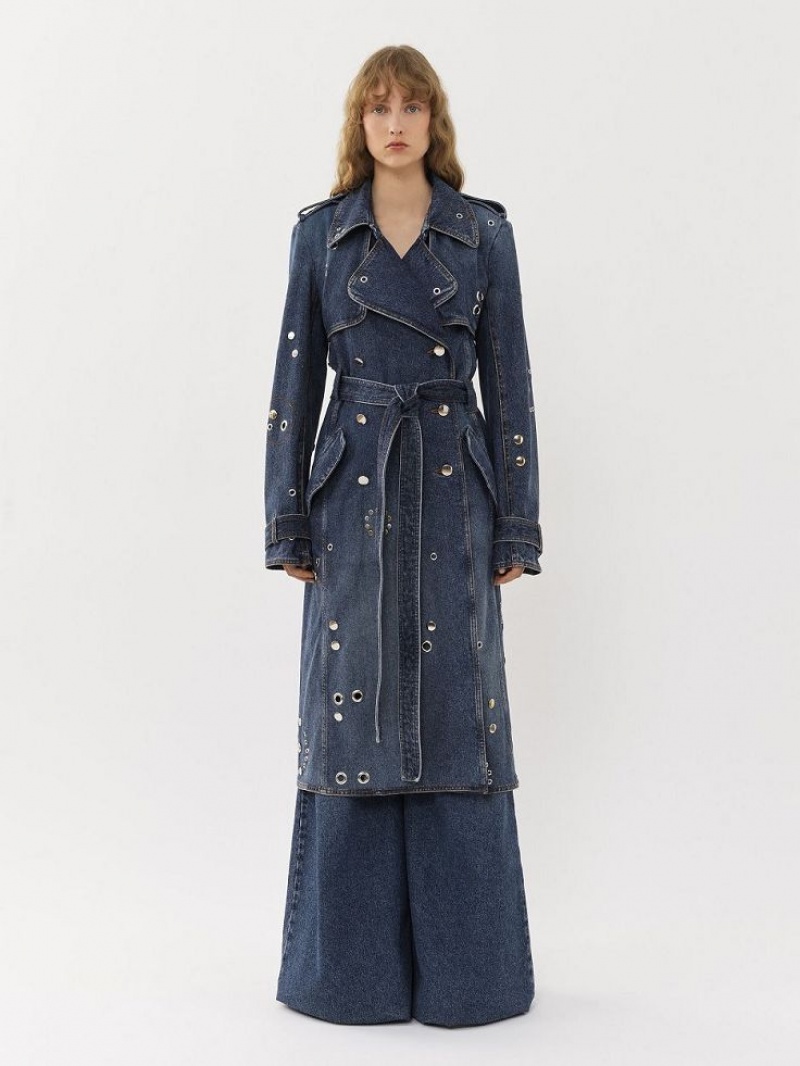 Chloe Embellished Trench Jassen Blauw | CHE-SR13792