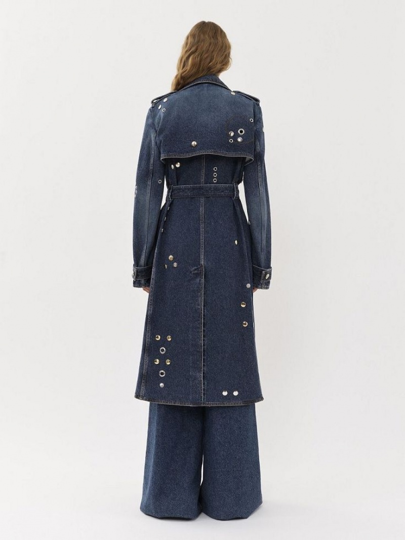 Chloe Embellished Trench Jassen Blauw | CHE-SR13792
