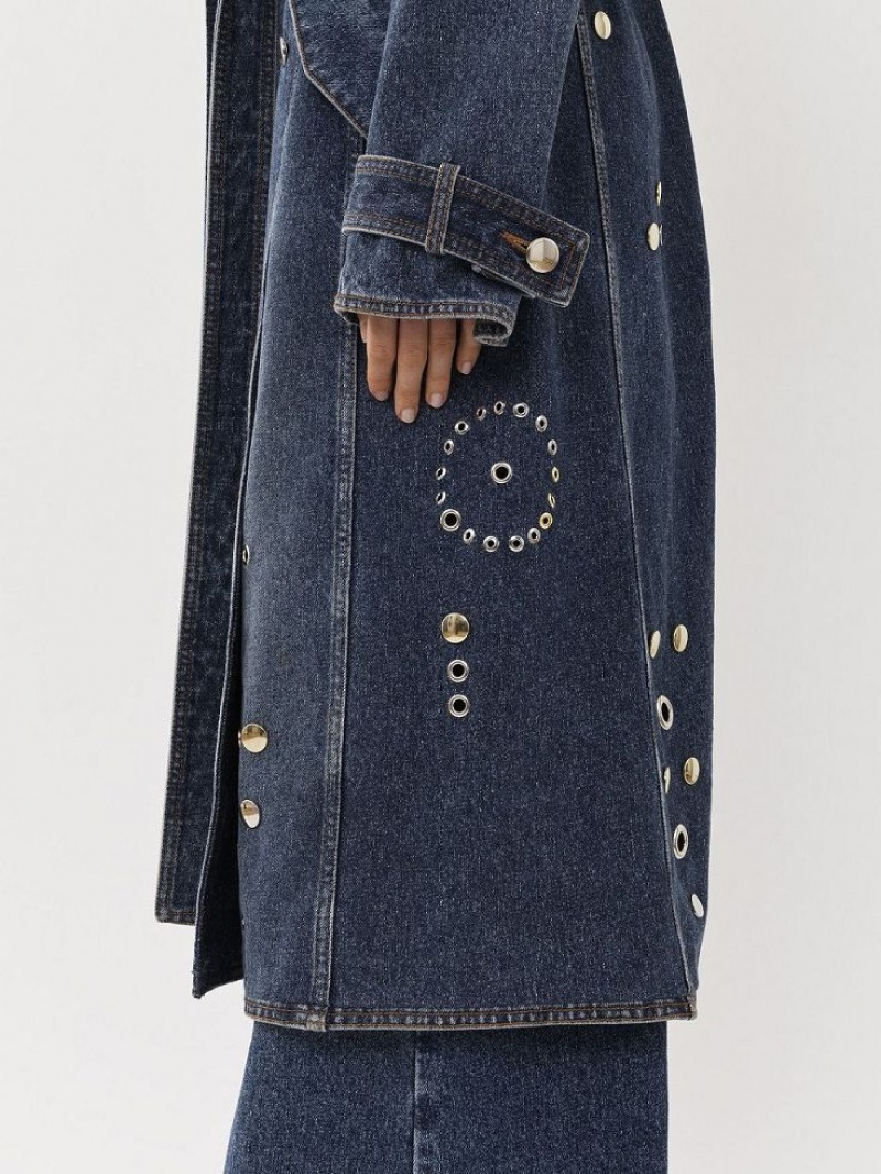 Chloe Embellished Trench Jassen Blauw | CHE-SR13792