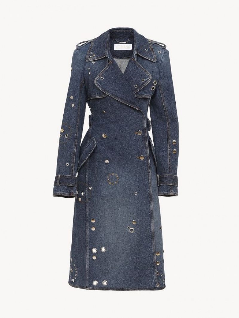 Chloe Embellished Trench Jassen Blauw | CHE-SR13792