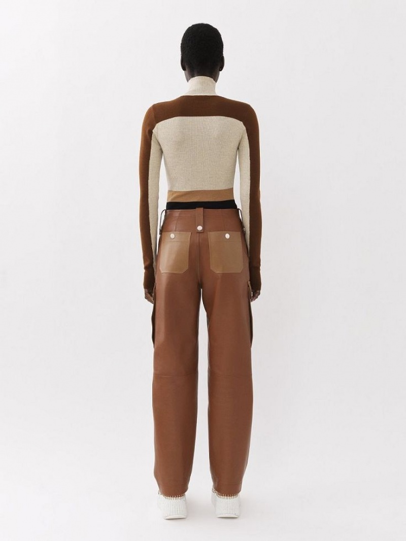 Chloe Fitted High-neck Gebreide Kleding Gekleurd Bruin | CHE-SR13947
