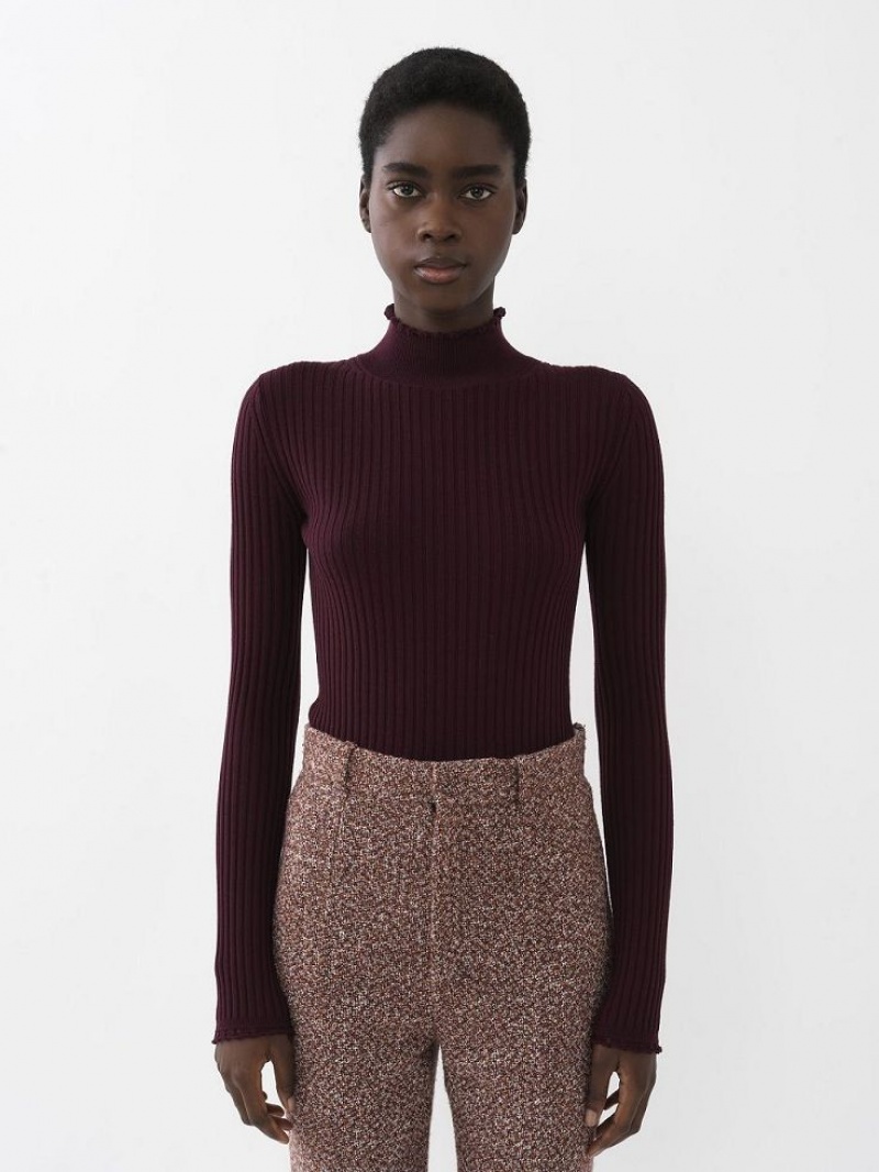 Chloe Fitted High-neck Gebreide Kleding Paars | CHE-SR13961