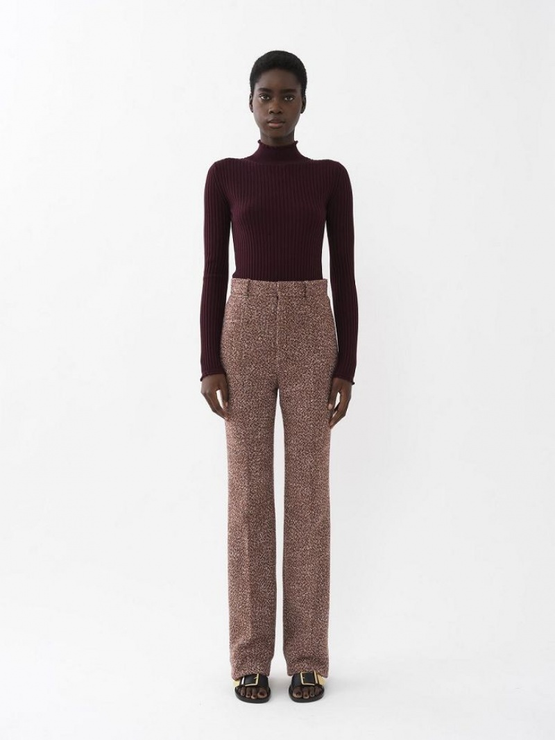 Chloe Fitted High-neck Gebreide Kleding Paars | CHE-SR13961
