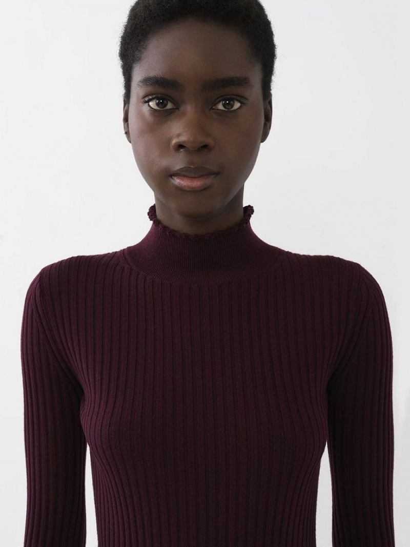 Chloe Fitted High-neck Gebreide Kleding Paars | CHE-SR13961