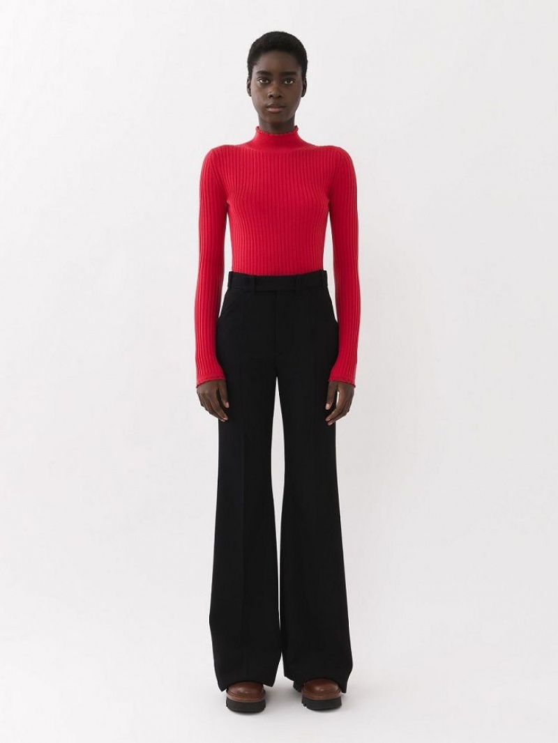 Chloe Fitted High-neck Gebreide Kleding Roze | CHE-SR13962