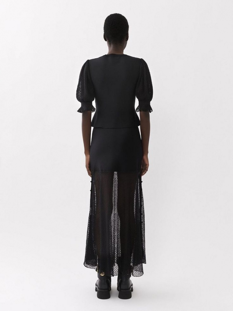Chloe Flared Maxi Gebreide Kleding Zwart | CHE-SR13948